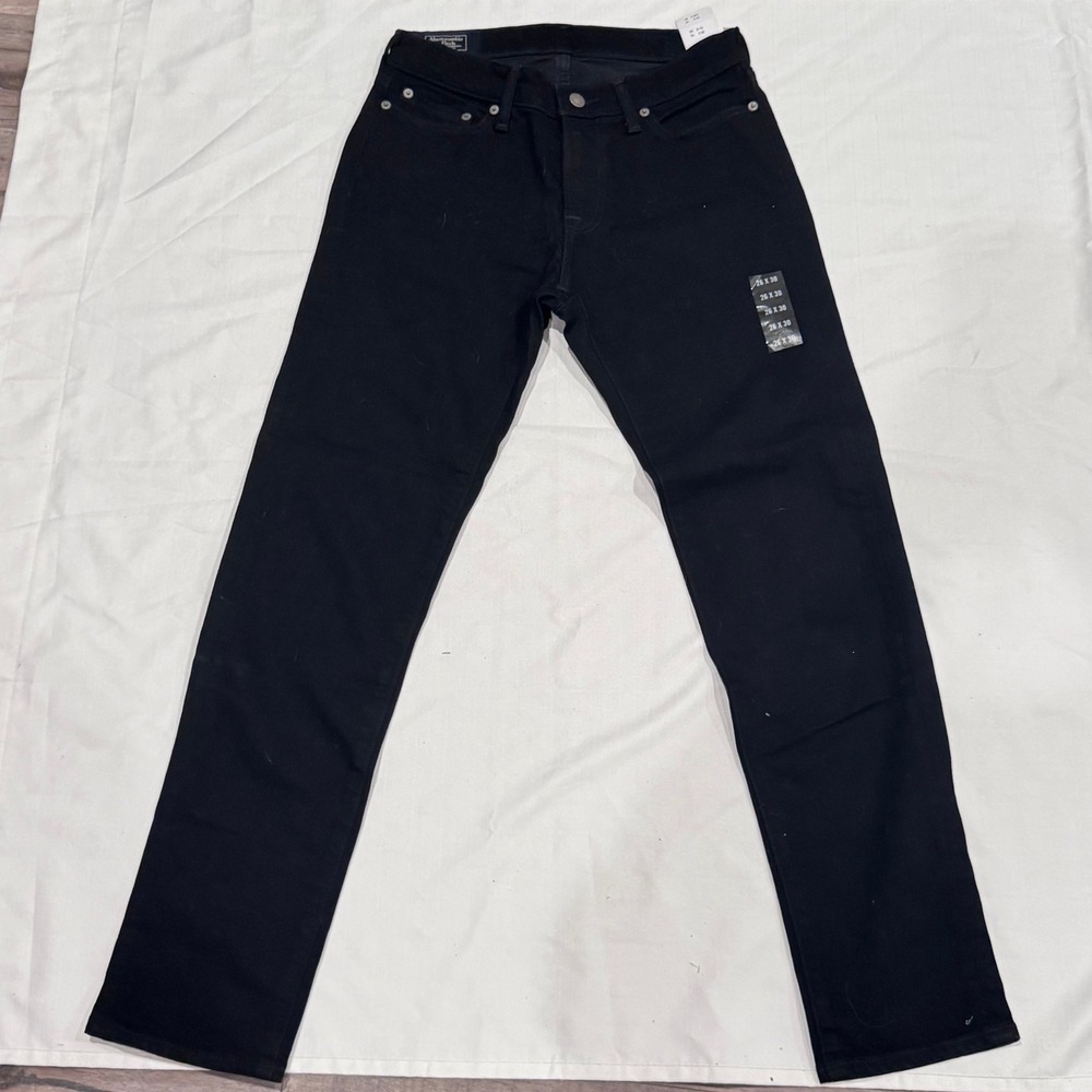 NWT‎ Abercrombie & Fitch Rustin Athletic Slim Stretch Jeans Black 26x30 Academia
